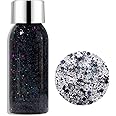 MEICOLY Black Body Glitter Face Glitter,Sparkling Chunky Glitter Hair Glitter,Halloween Face and Body Glitter,Intense Glitter Makeup Glitter Paint,Festival Body Glitter Gel for Women