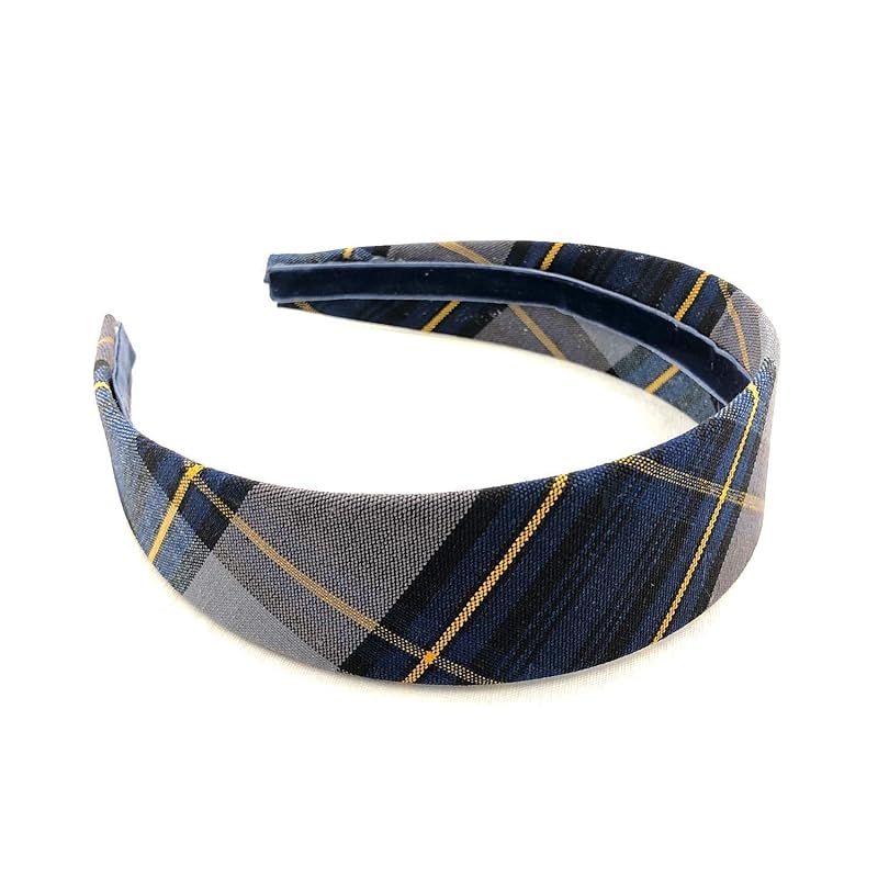 School Uniform Wide Headband for Girl Plaid 57 Handmade