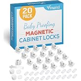 Vmaisi 20 Pack Magnetic Cabinet Locks Baby Proofing and 2 Keys | Children Proof Cupboard Drawers Latches - Child Safety Adhesive Lock Easy Installation