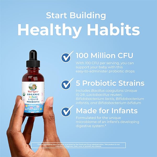 MARYRUTH ORGANICS USDA ORGANIC INFANT LIQUID PROBIOTIC DROPS | BABY ESSENTIALS | PROBIOTICS FOR INFANTS | BABY PROBIOTIC DROPS | PROPRIETARY PROBIOTIC BLEND | VEGAN | NON GMO | 125 SERVINGS