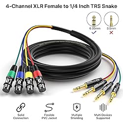 EBXYA 4 Channel XLR Female to 1/4 Inch TRS Snake