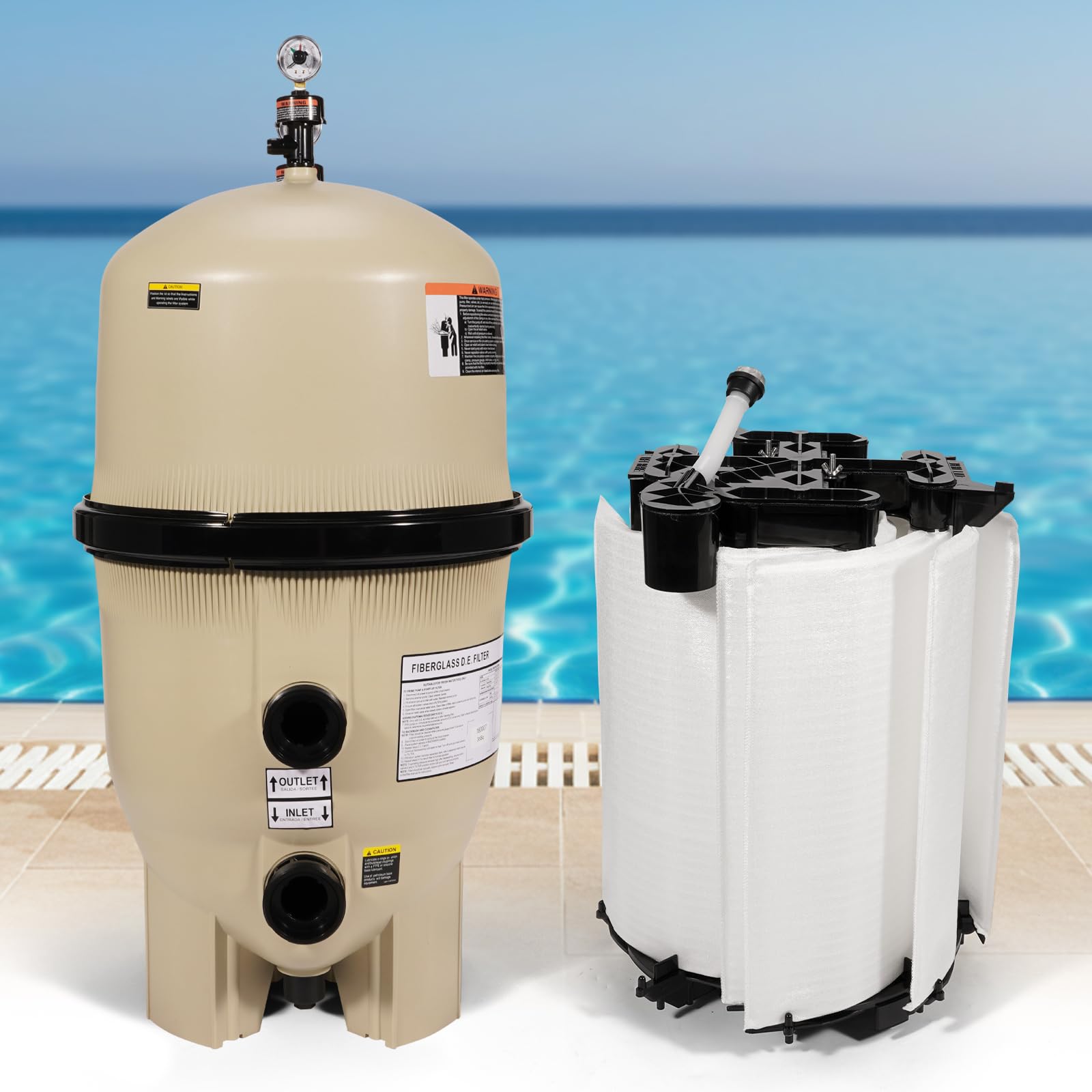 Photo 1 of Ytrica FNSP36-EC Pool Filter, 180007 Fit for Pentair FNS Plus Pool and Spa D.E. Filter | 36 Sq.Ft. 72GPM, Replace for EC-180007 Pentair Filter Assembly with Grid Cartridge & Gauges