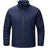 TACVASEN Men's Lightweight Softshell Jacket Waterproof Lightweight Fleece Lined Winter Coat with 4 Pockets Windbreaker