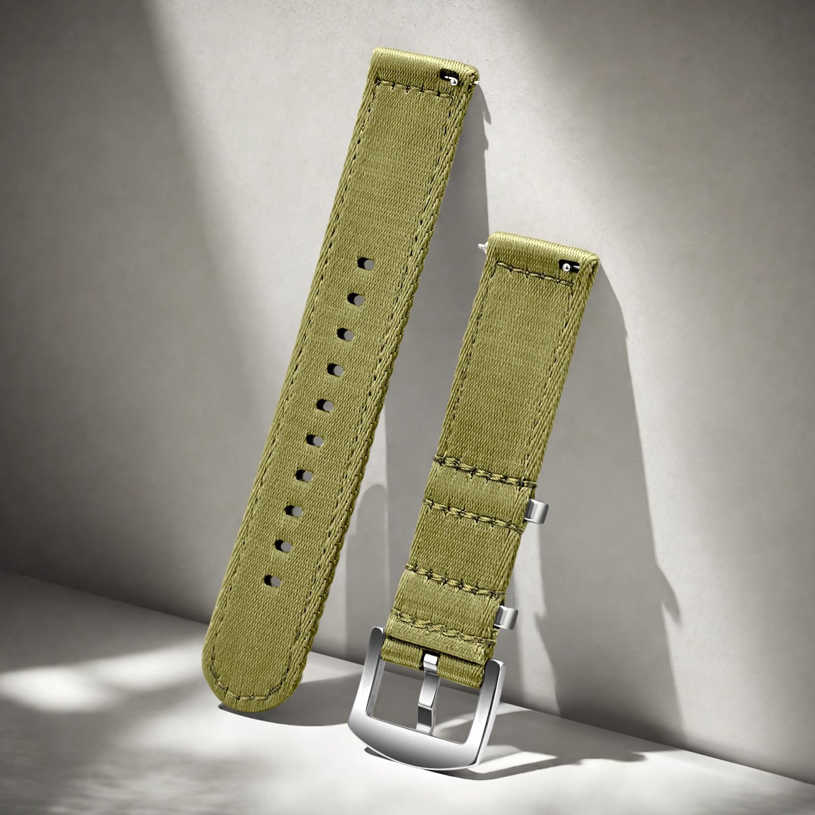 ULLCHRO Nylon Watch Strap Replacement Canvas Watch Band Military Army Men Women - 18mm, 20mm, 22mm, 24mm Watch Bracelet with Stainless Steel Silver Buckle