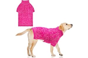 KOOLTAIL Dog Sweater for Large Medium Small Dogs, Fall Dog Sweaters, Turtleneck Cable Knitwear Pet Cold Weather Coats with Leash Hole, Warm Winter Pullover Clothes for Bulldog, Yorkie,Boy Girl, Rose L