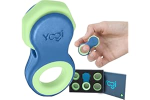 LIGHTBULB IDEAS Yogi Fidget Toy – Silent Sensory Spinner for Adults & Kids – Stress Relief Fidgets for ADHD, Anxiety – Fidget Toys for Adults – Includes 5 Finger-Fit Rings – Work, School & Travel – Ocean