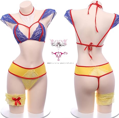 Amazon Senmhs白雪姫 ビキニ プリンセス セクシー メイド コスプレ ランジェリー 透け 過激 セクシー かわいい 白雪姫風 ロリータ シフォン セクシー アニメ 衣装 仮装コスチューム 大人 女性 セット レディースフリーサイズ コスプレ 仮装 通販
