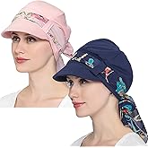 JarseHera Chemo Hats for Women Bamboo Cotton Lined Newsboy Caps with Scarf Double Loop Headwear for Cancer Hair Loss