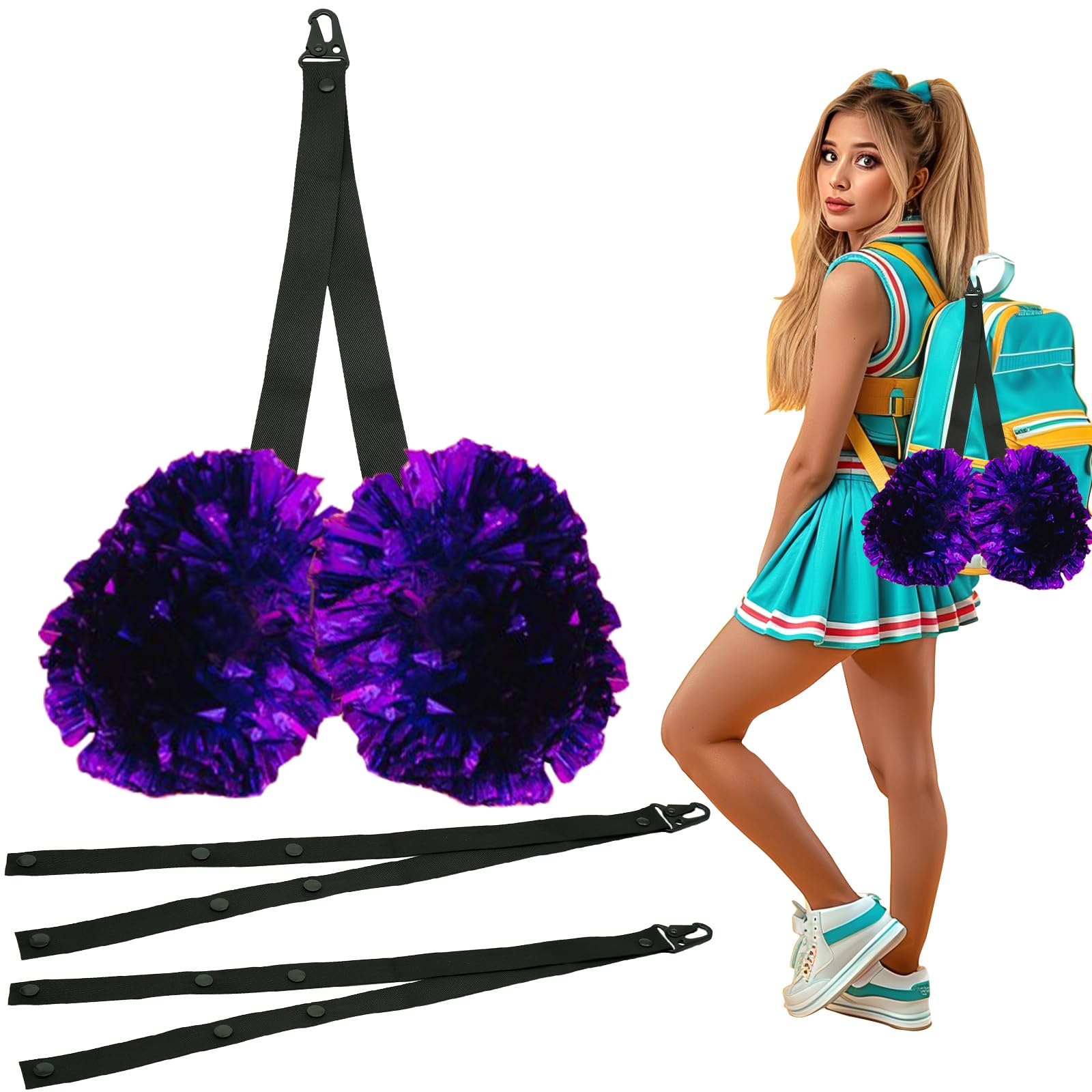 Photo 1 of GIURKUU 2 Pack Pom Pom Holder, Pom Pom Holder for Backpack Cheer, Cheer Leader Accessories, Custom Pom Holder for Teenage Girls' Sports (Pom Poms Not Included)