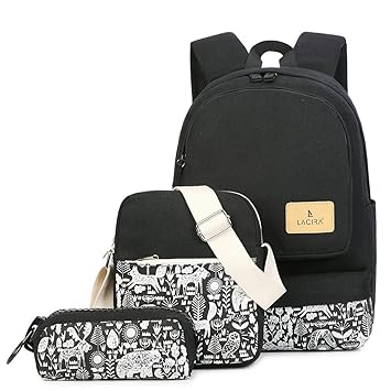 LACIRA Canvas Black Laptop Backpack
