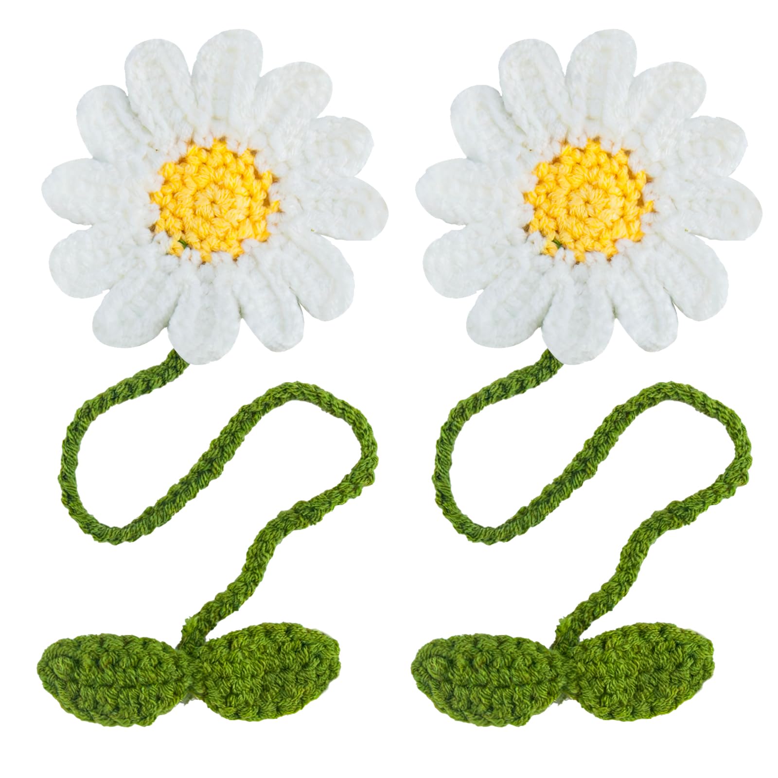 Photo 1 of 2Sets Daisy Bookmarks Handmade Knitted Bookmark for Readers Book Lovers Writers, Curtain tiebacks holdbacks,Car Ornaments
