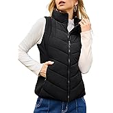 Dokotoo Puffer Vest Women Sleeveless Zip Up Outerwear Stand Collar Quilted Vest Warm Winter Jackets Coats with Pocket