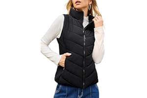 Dokotoo Puffer Vest Women Sleeveless Zip Up Outerwear Stand Collar Quilted Vest Warm Winter Jackets Coats with Pocket