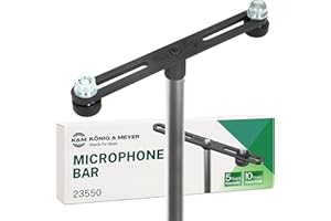 K&M König & Meyer 23550.500.55 Microphone Bar | Adjustable Positioning for Two Mics or Booms | 5/8“ Thread Stand Connector | Professional Choice Made in Germany Black