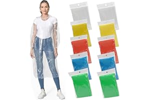 Rain Poncho for Adults, 10 Pack Waterproof Poncho, Disposable Light Weight Rain Poncho with Drawstring Hood for Women & Men, 