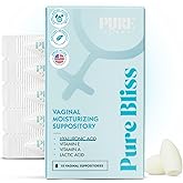 PURE WOMAN - Pure Bliss - Vaginal Moisturizing Suppositories - Hyaluronic Acid, Vitamin E, Vitamin A, Lactic Acid - Supports Vaginal Moisturization - Long Lasting Comfort & Sensitivity Relief - 10 Pk