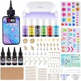 LET'S RESIN UV Resin Kit with Light, Resin Jewelry Making Kit for Beginners | Clear UV Resin, Odorless Resin Dye, Vibrant Pearlescent UV Resin and UV Light, Resin Molds, for Earrings and Keychains Making