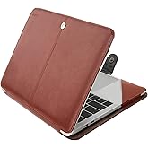 MOSISO Case Compatible with MacBook Air 13.6 inch M4 M3 M2 2025-2022 /Air 13 M1 2022-2018 /Pro 13 inch M2 M1 2025-2016, PU Leather Portfolio Protective Stand Cover, Brown