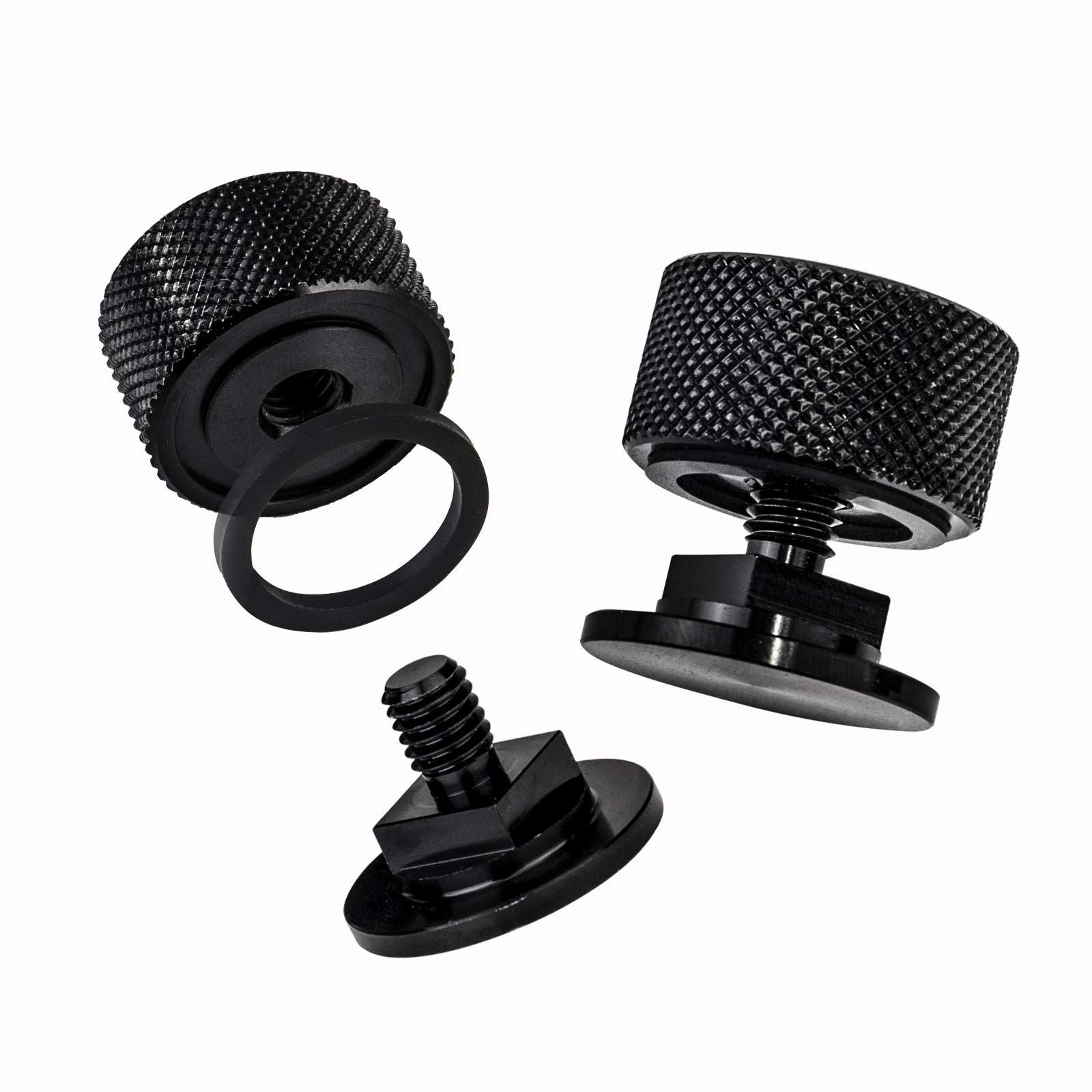 3mirrors Welding Hood (Pipeliner) Helmet Fasteners Aluminum with Silicone Washer - 1 Pair (Black Knurled) Upgraded