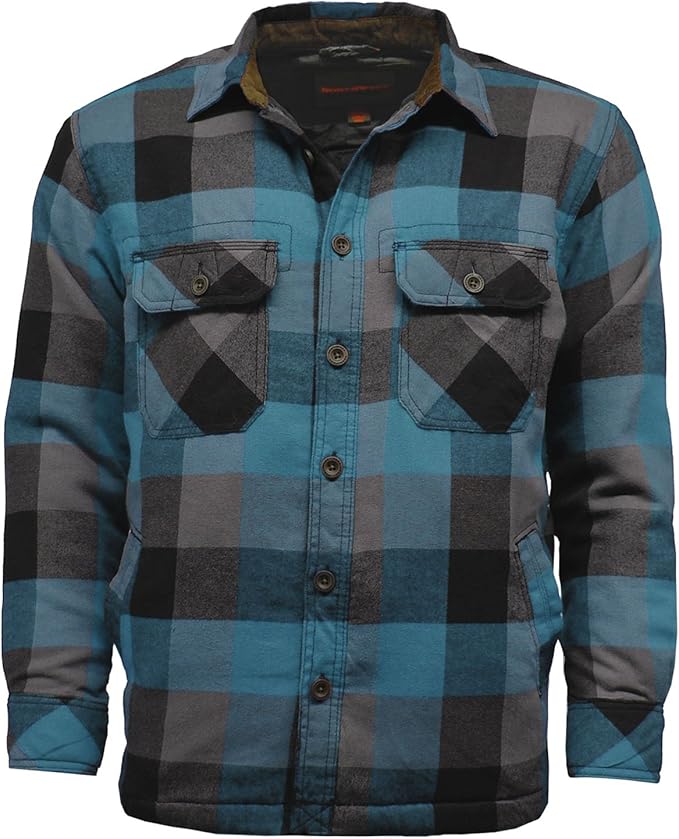 Northwest Territory Mens Quilted Lumberjack Check Work Shirt E14