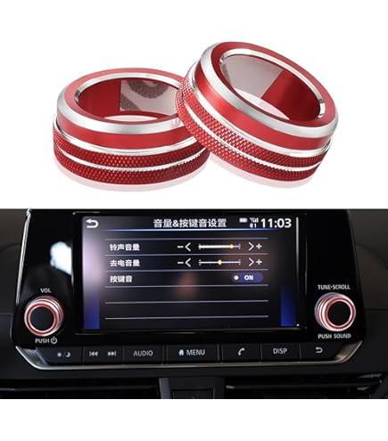 thumbnail image 2 of TOMALL Car Centre Console Volume Switch Cover Trim Compatible With Nissan 14th Gen Sentra 2020 2021 2022 2023 Aluminum Radio Sound Knob Cap Interior Accessories For Car (Blue 2 of 9