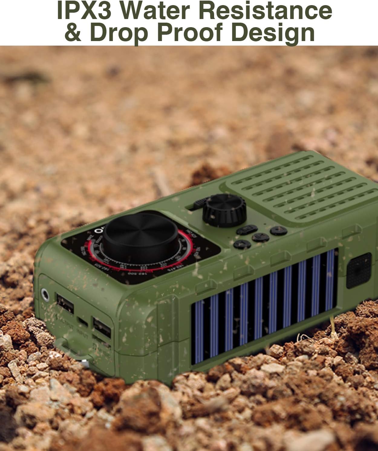 Solar Crank Emergency Radio, YEZRO NOAA/AM/FM Portable Weather Radios with Flashlight, SOS Alarm, USB Phone Charger, MP3 Player, 2200mHA Power Bank for Home Outdoor (Green): Home Audio & Theater