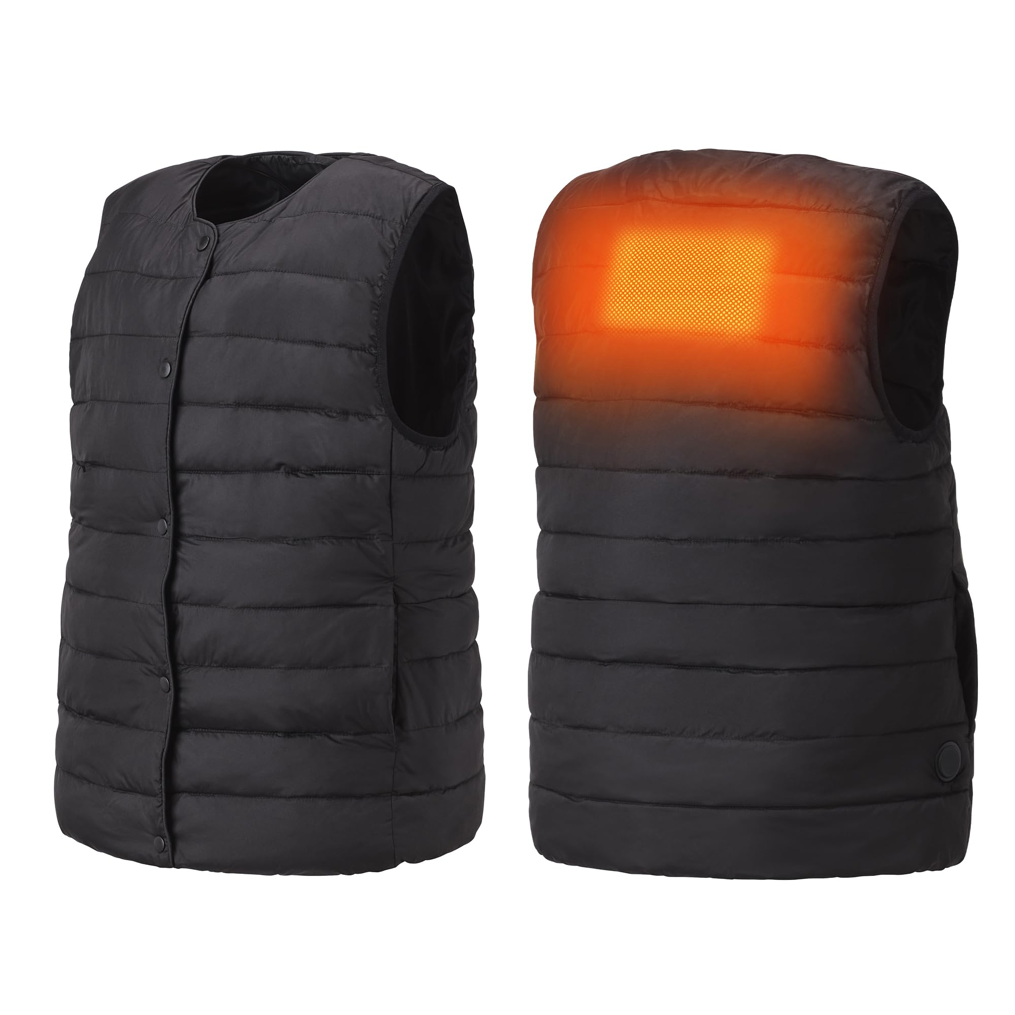 Woozoo® by Ohyama, Heated jacket / heated vest, Lightweight & thin for high comfort, 4 heating levels from 38°C to 53°C, For women size M - HW-01 Heated Vest - Black