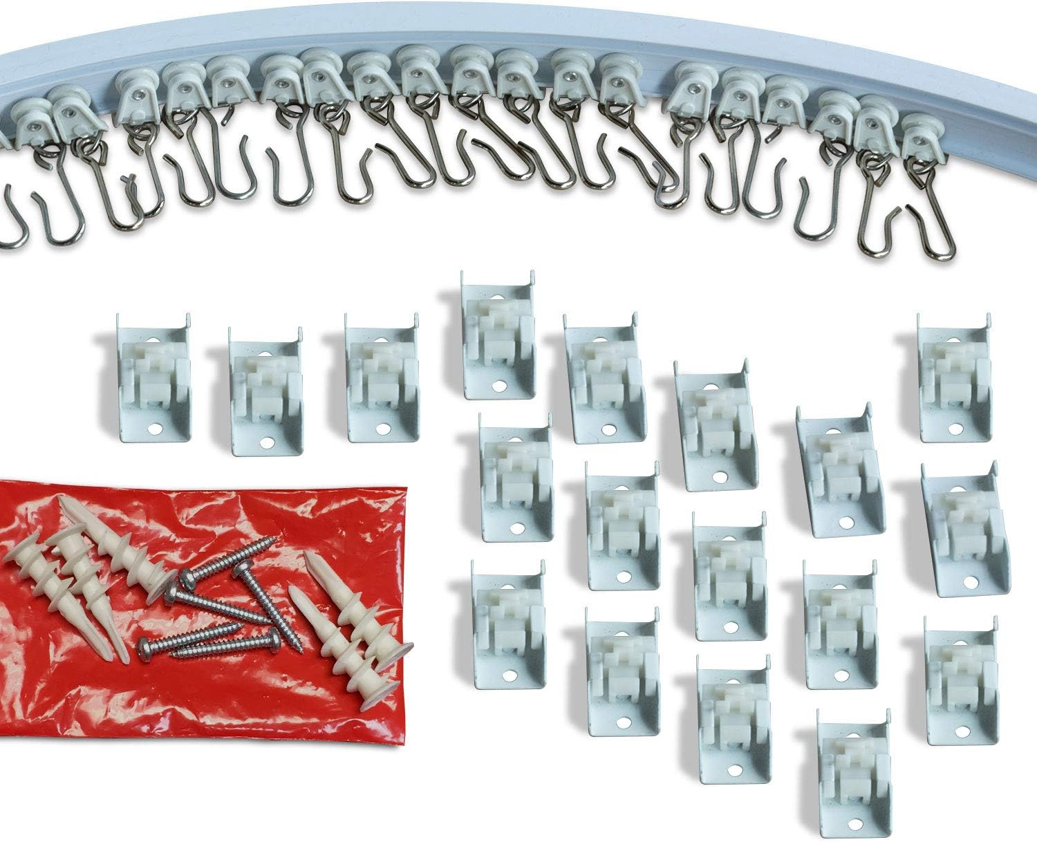 Curtain and Drapery Ceiling Track Set with Hooks (5 Meter (16.5 ft))