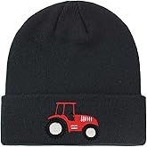 LUCKYBUNNY Toddler Boys Knitted Beanie Cute Tractor Embroidery Hat Cuffed Skull Caps for Autumn Winter