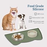 OHMO Cat Food Mat Silicone Waterproof Non-Skid 46x25 cm Camouflage Green view 3
