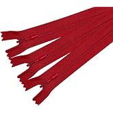 ANPURZII 3PCS #3 22 Inch Red Invisible Zippers for Sewing Skirts, Nylon Coil Bulk Zippers for Pocket, Pillow(Red 22" 3PCS)