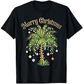 Merry Christmas Palm Tree Light Hawaiian Tropical Christmas T-Shirt