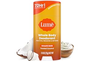 Lume Whole Body Deodorant - Smooth Solid Stick - 72 Hour Odor Control - Aluminum Free, Baking Soda Free and Skin Safe - 2.6 Ounce (Toasted Coconut)