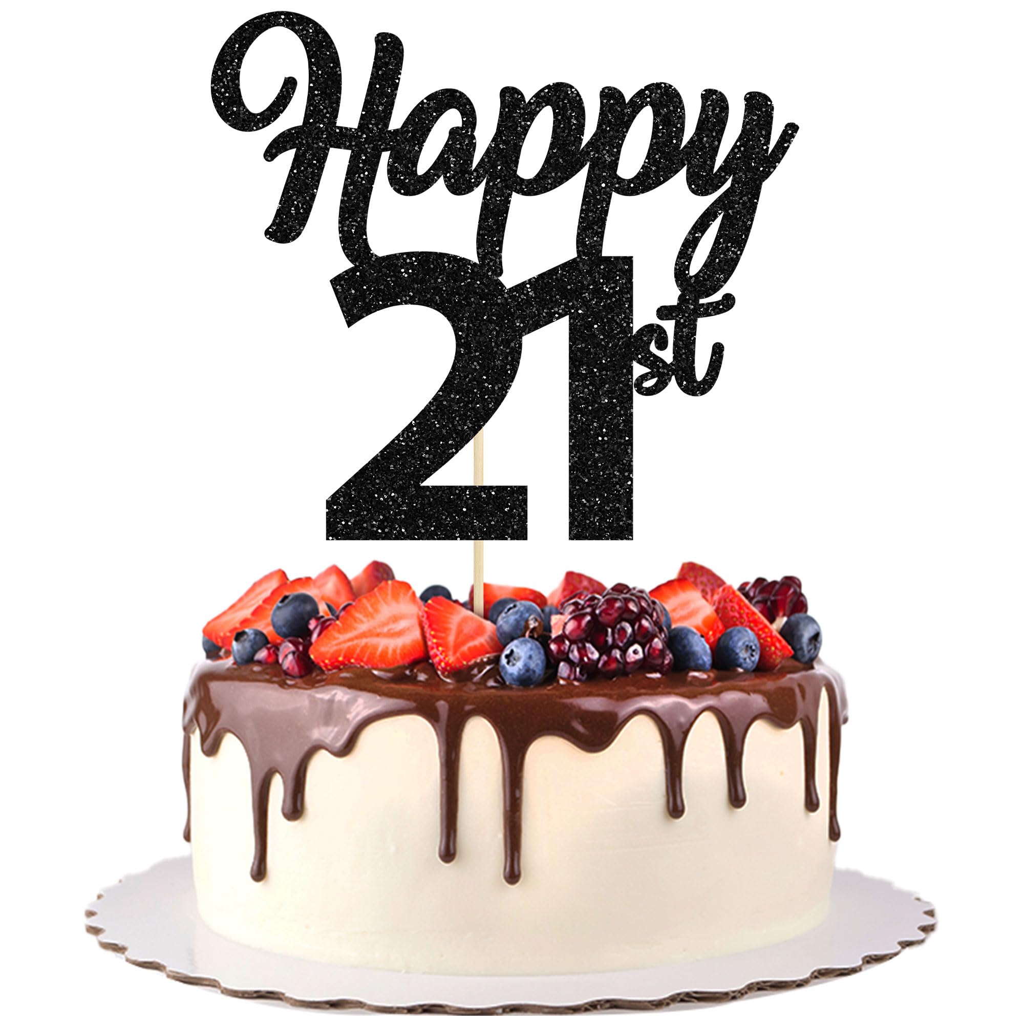 Photo 1 of 3Pcs Happy 21st Cake Toppers Black Glitter Number 21 Cake Picks Twenty One Birthday Cake Decorations for Cheers to 21 Years Old 21st Birthday Wedding Anniversary Party Supplies