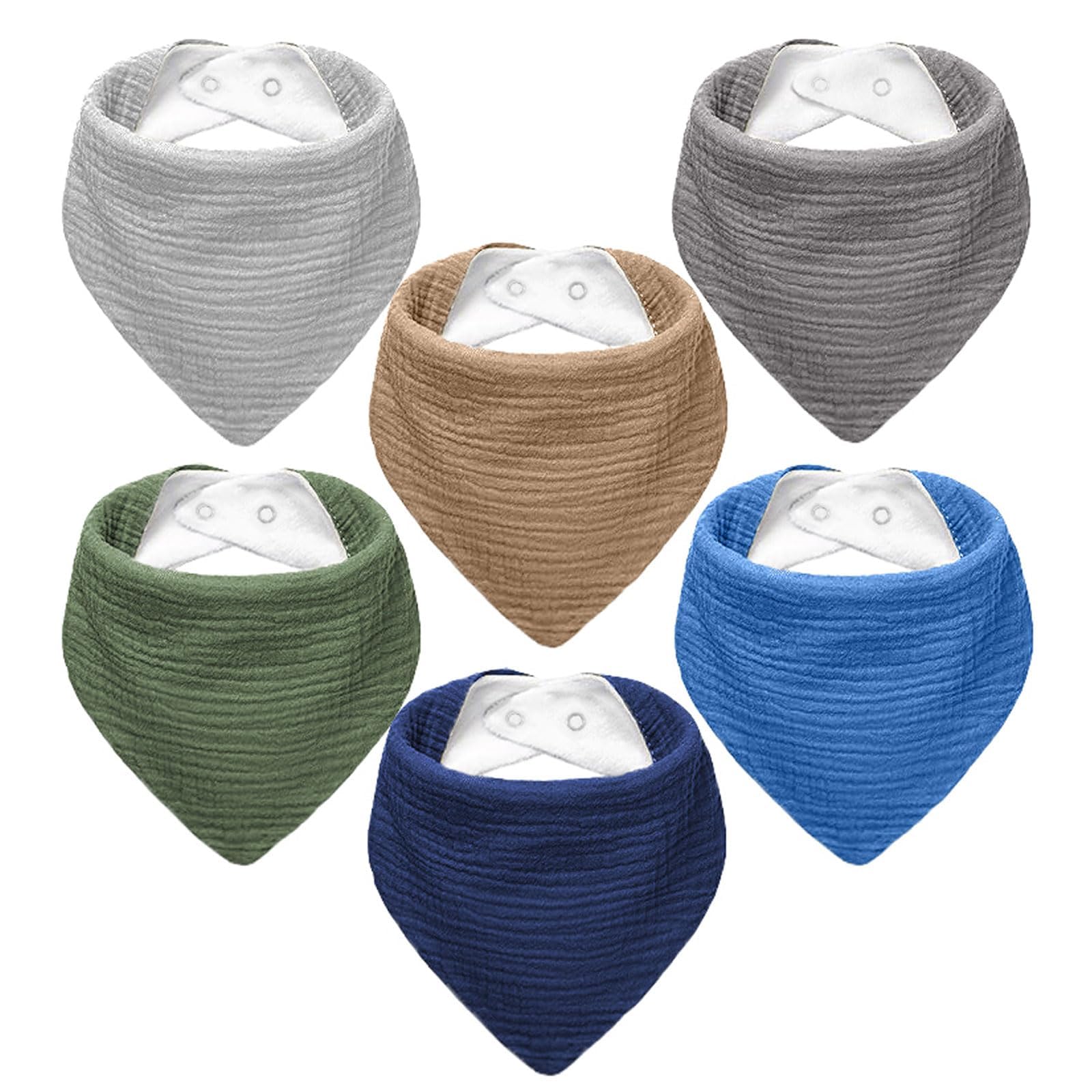 Photo 1 of NISXABEBE Muslin Baby Bibs, 6 Pack, Baby Bandana Drool Bibs 100% Cotton for Baby Boy Girl,Solid Colors Bib for Drooling Teething (Boys)