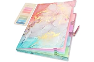 Ddaowanx Expanding File Folder, Letter A4 Size Accordion Plastic File Organizer, 5 Pocket Folders for Documents, Aesthetic Folder with Labels, Paper Organizer for School Office (Purple Marble)