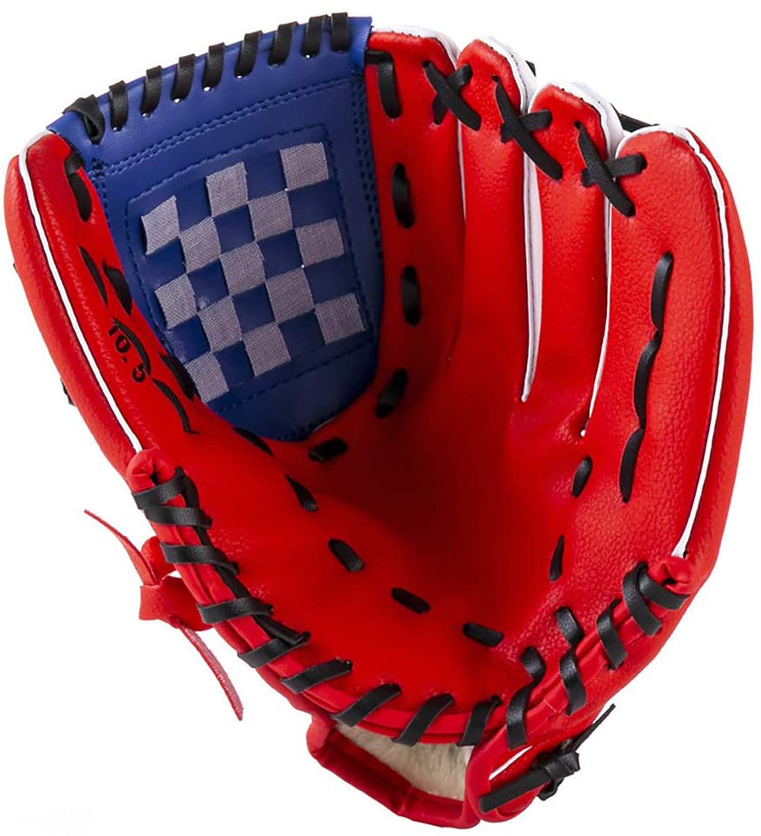 ZYYRSS Baseball Glove for Kids/Youth/Adult, Softball Gloves,Sports Batting Gloves PU Leather Left Hand Glove, Right Hand Throw (Red, 12.5 inch)