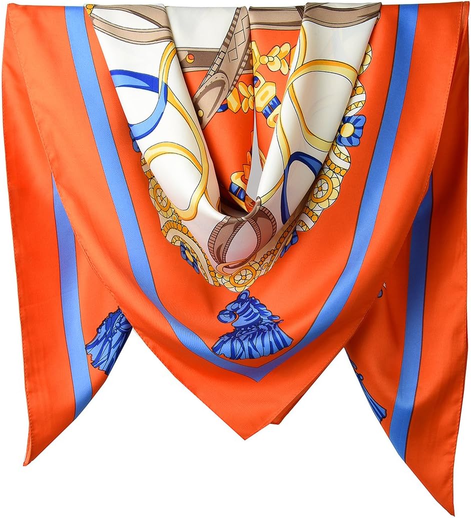 40" Women Twill Satin Polyester Silk Feeling Square Hair Wrapping Square Scarfs