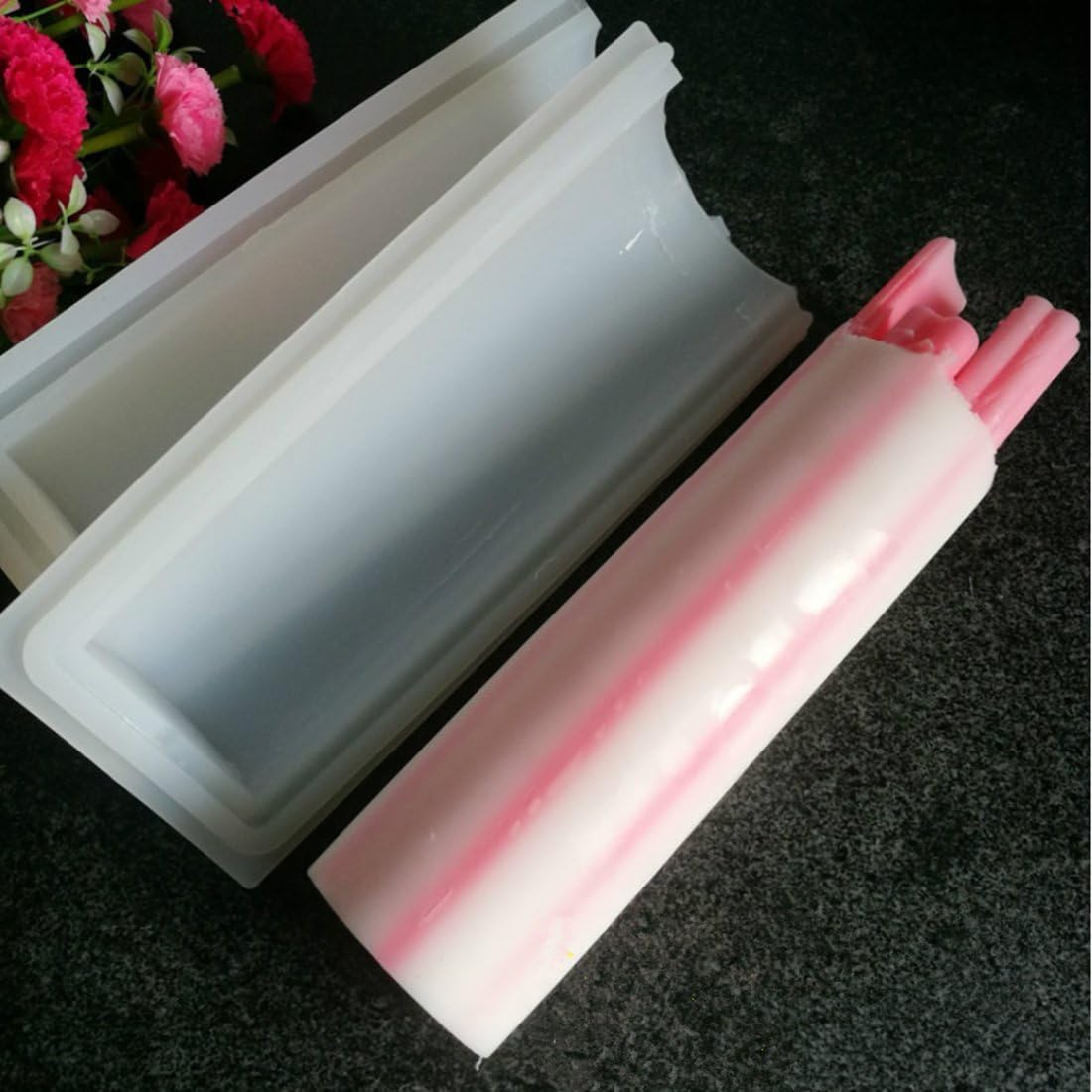 Justfund 1000ml Round Tube Column Silicone Soap/Candle Cake Mold Embed Soap Making Supplies Tool Dia. 2.8inch