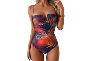 Eomenie Women's Push Up Wrap Front Swimsuit One Piece Tummy Control Bathing Suits Bandeau Support Slimming Swimwear