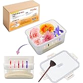 5LBS 4-in-1 Fonday Silica Gel Flower Drying Crystals for Wedding Bouquet Preservation with Sealed Container filterable basket and Brush Color Indicating Reusable Bead Size Less Than 1mm