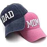 Hiwelove Mom and Dad Hats Fathers Day Mom Dad Gifts Hat Embroidered Adjustable Baseball Caps New Parents Gifts for Couples
