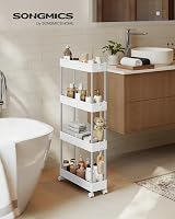SONGMICS 4-Tier Storage Trolley Cloud White KSC08WT 15 kg 360° Wheels view 2