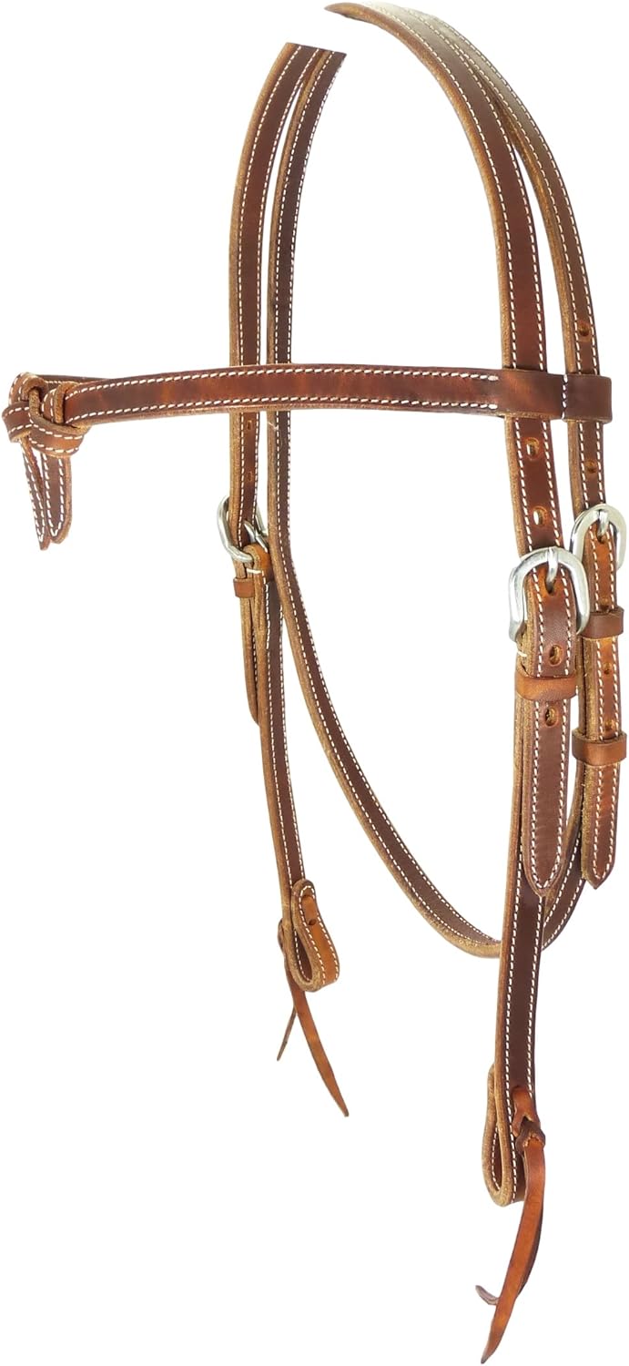 Thor Equine Kopfstück Allan Westerntrense V‑Shaped Stirnriemen Conchos & Dots Leder Schwarz Cob Verstellbar