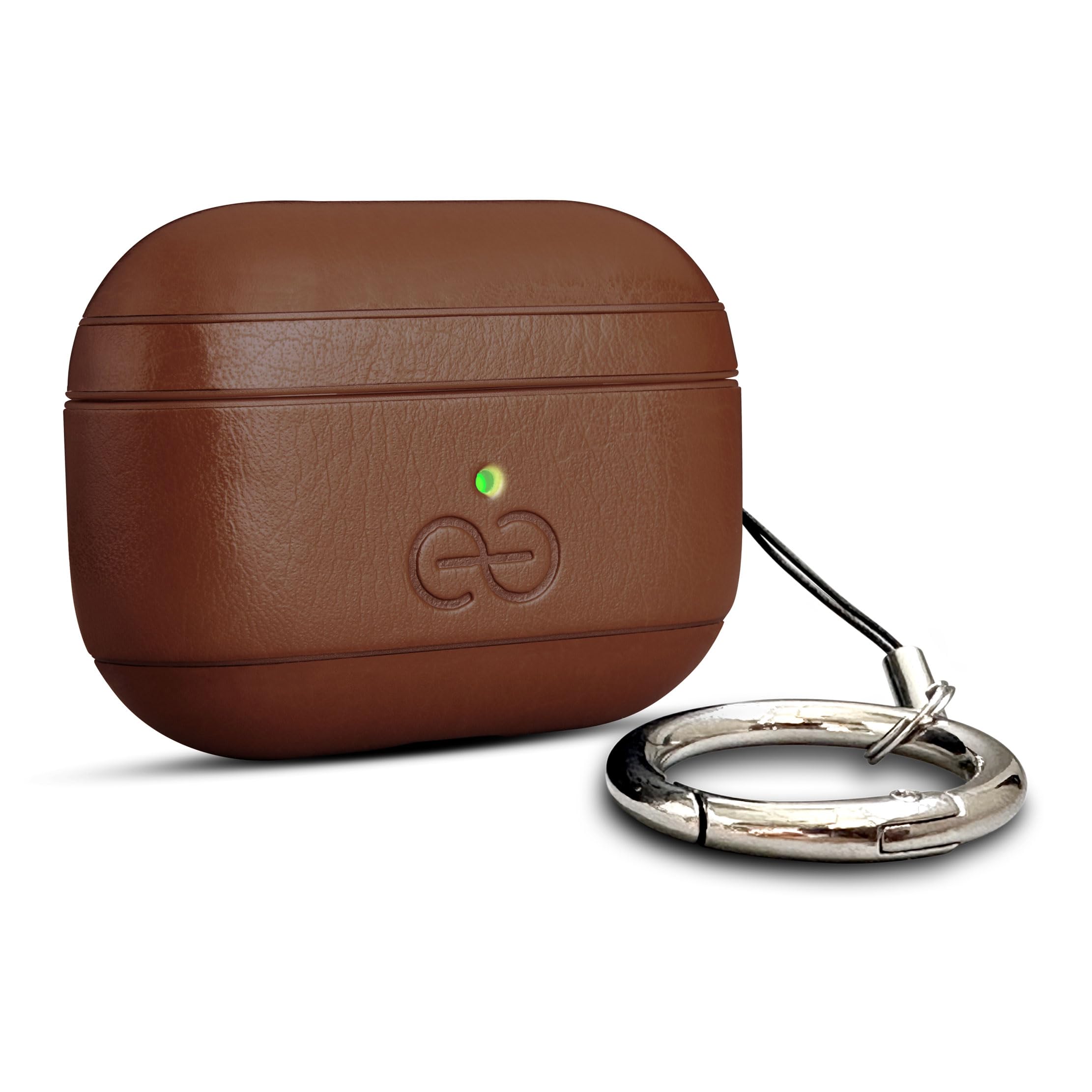 Dreem Om Case Cover with Keychain Clip Compatible with AirPods Pro 2/Pro, Protective One-Piece Hard Shell, Luxury Vegan Leather AirPod Pro Case 2nd/1st Generation with Separate Clip [Chocolate]