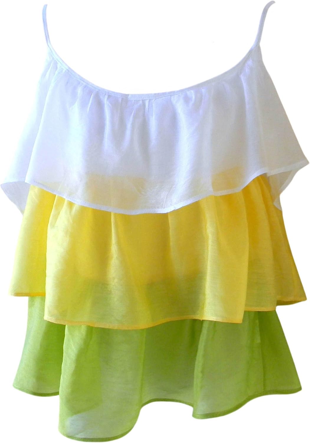 Women's Colorblock Chiffon TierLayered Ruffle Spaghetti Strap Top
