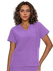floralhue Scrub Tops for Women, Curved V-Neck Scrub