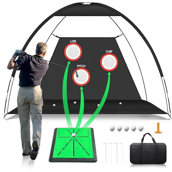 GOLF NET, 10X7FT GOLF PRACTICE NET WITH SWING...