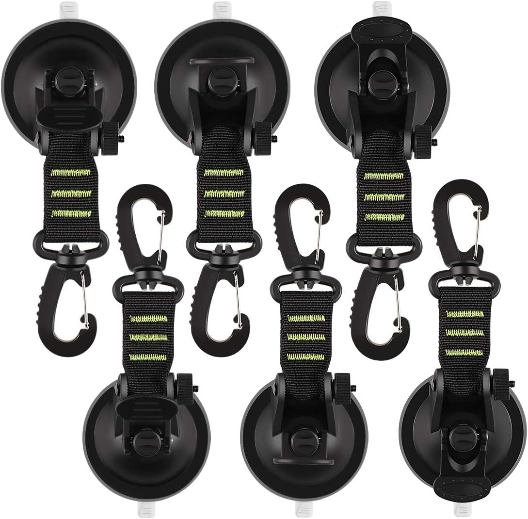 （6PCS) Suction Cup Anchor with Securing Hook Tie Down, Camping Tarp