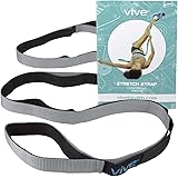 Vive Stretch Strap (75" - 10 Loops) - Leg Stretch Band to Improve Flexibility - Stretching Out Yoga Strap - Exercise and Physical Therapy Belt for Rehab, Pilates and Gymnastics with Guide Book